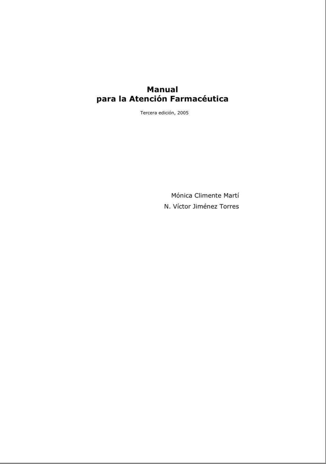 Portada de MANUAL PARA LA ATENCIÓN FARMACÉUTICA