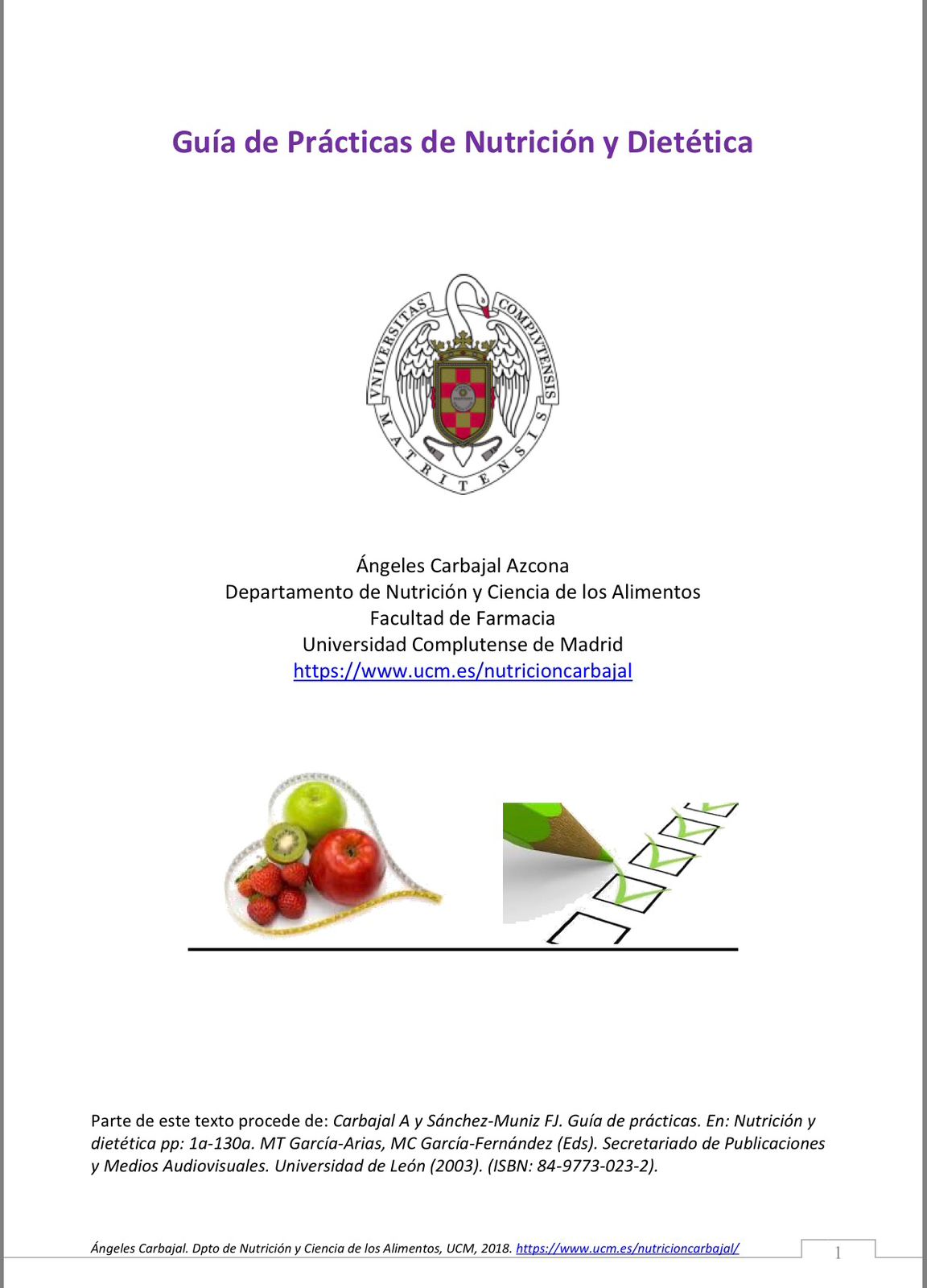 Portada de GUÍA DE PRÁCTICAS DE NUTRICIÓN Y DIETÉTICA