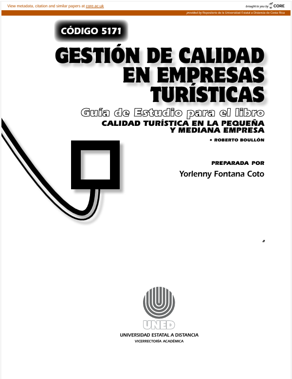 Portada de GESTION DE CALIDAD EN EMPRESAS TURISTICAS