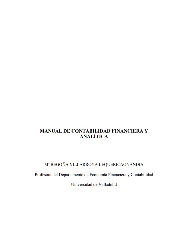 Portada de MANUAL DE CONTABILIDAD FINANCIERA Y ANALÍTICA