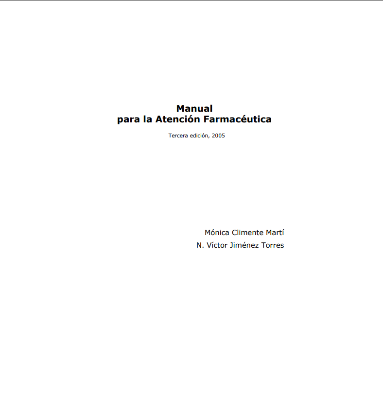 Portada de Manual para la Atención Farmacéutica