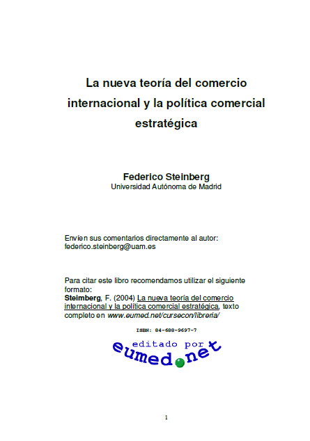 Portada de La nueva teoría del comercio internacional y la política comercial estratégica