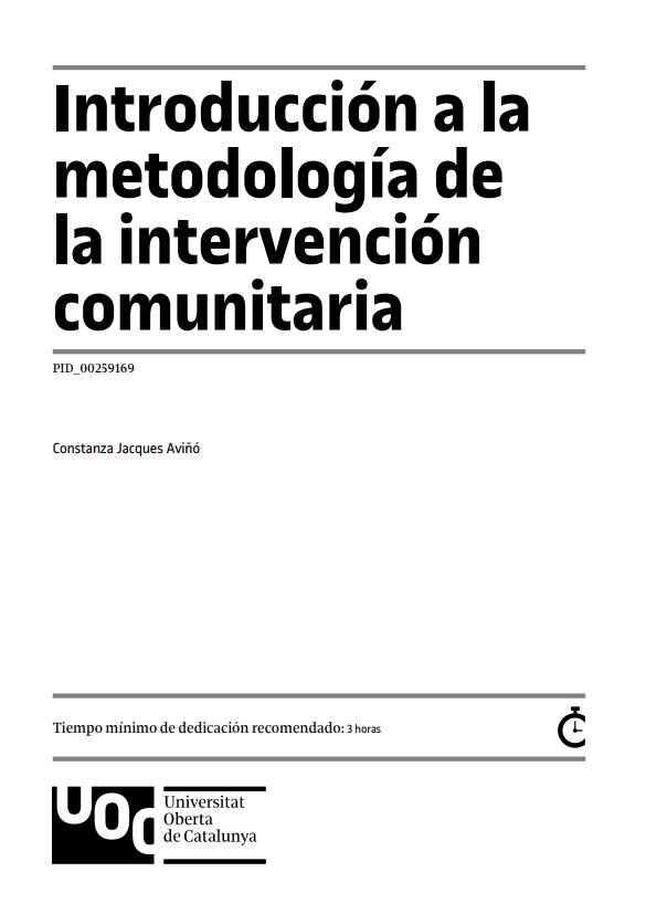 Portada de Introducción a la metodología de la intervención comunitaria 