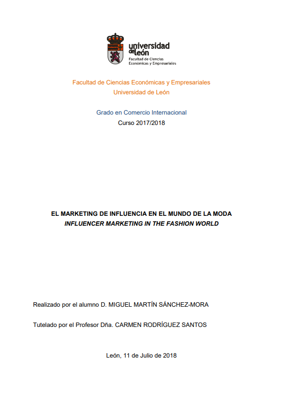 Portada de EL MARKETING DE INFLUENCIA EN EL MUNDO DE LA MODA