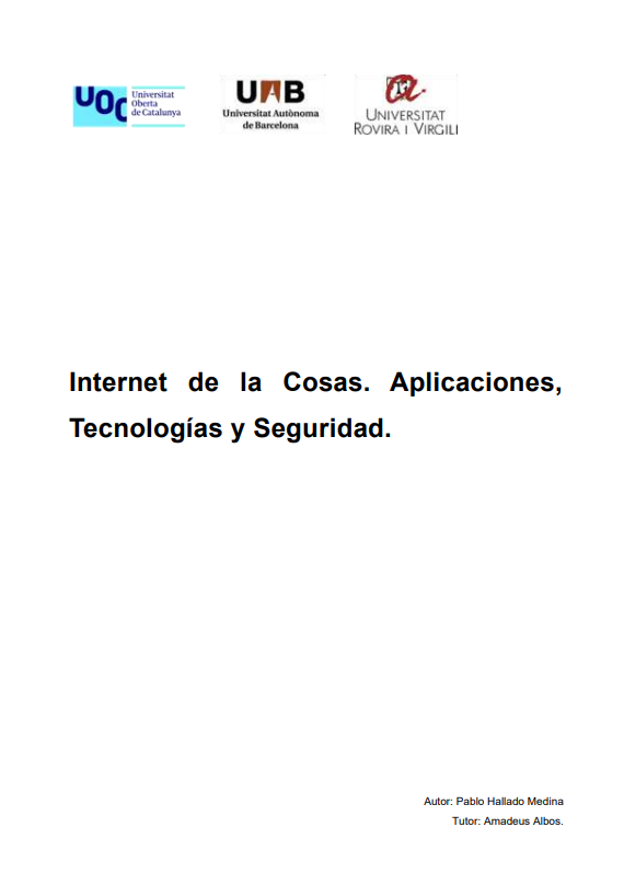 Portada de Internet de las Cosas. Aplicaciones, Tecnologías y Seguridad