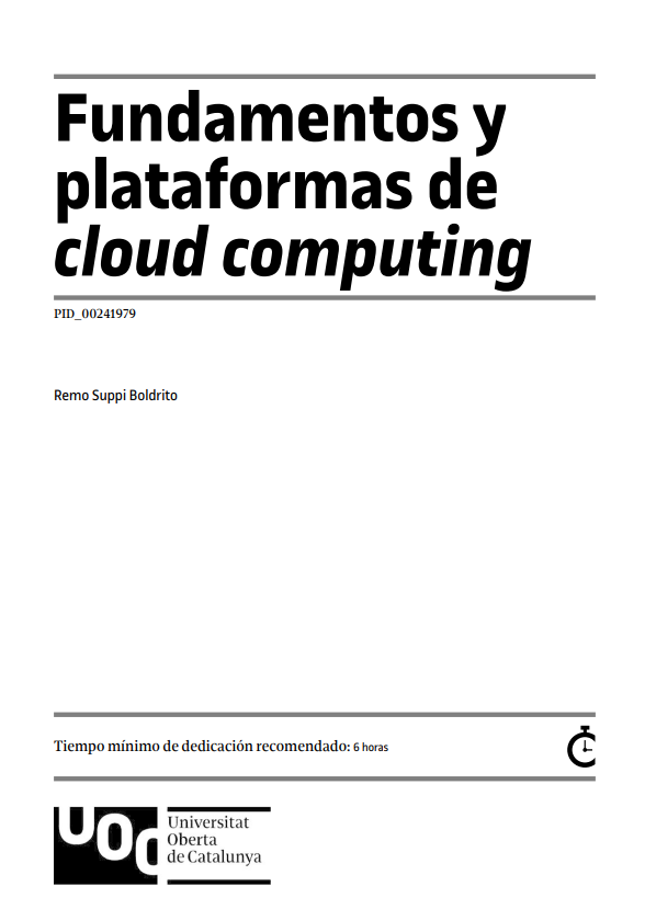 Portada de Fundamentos y plataformas de cloud computing