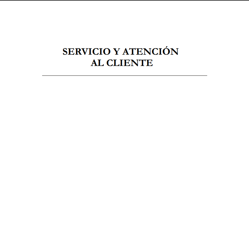 Portada de SERVICIO Y ATENCIÓN  AL CLIENTE