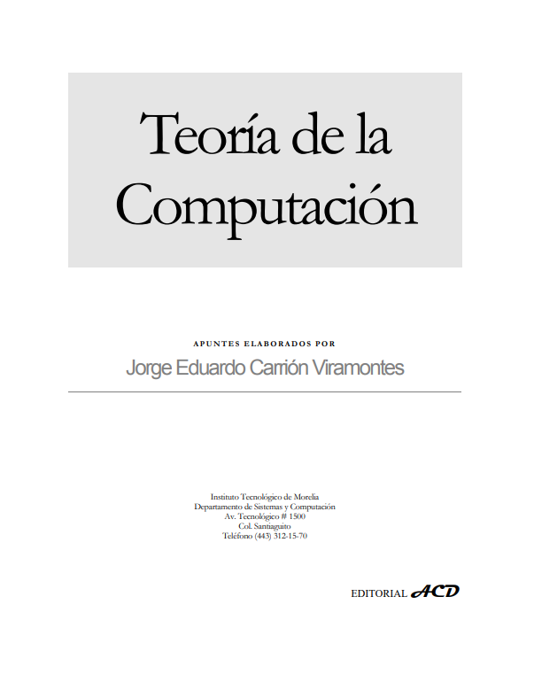 Portada de Teoría de la Computación