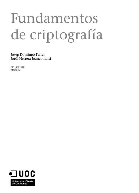 Portada de Fundamentos de criptografía