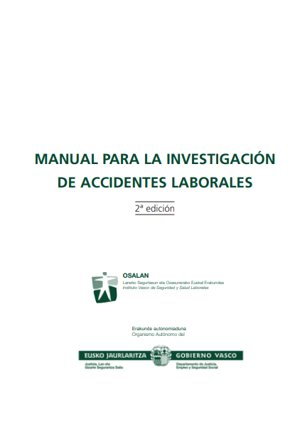 Portada de MANUAL PARA LA INVESTIGACIÓN DE ACCIDENTES LABORALES