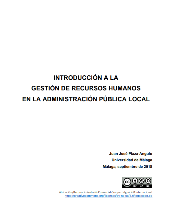 Portada de INTRODUCCIÓN A LA GESTIÓN DE RECURSOS HUMANOS EN LA ADMINISTRACIÓN PÚBLICA LOCAL
