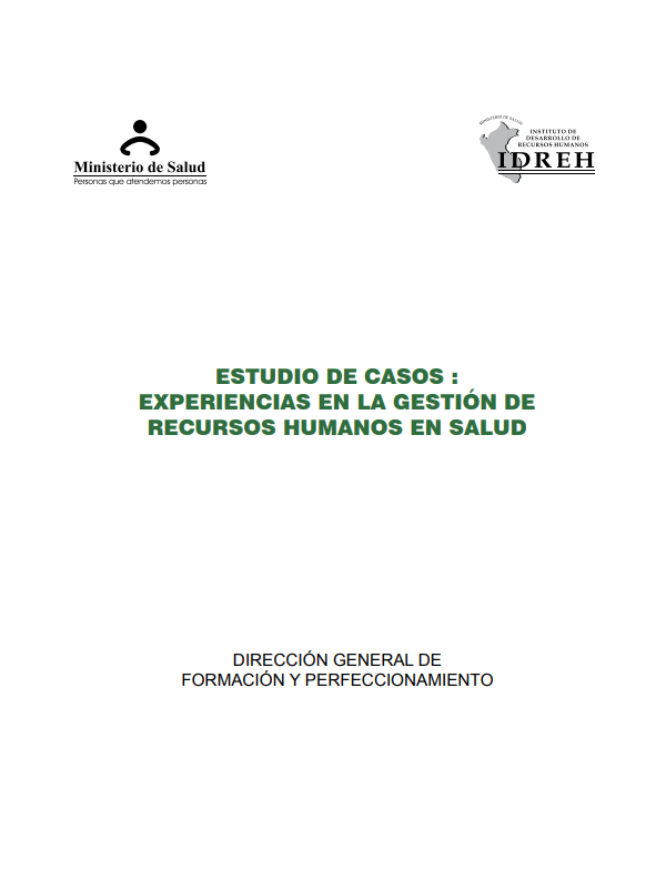 Portada de Estudio de Casos. Experiencias en la Gestión de Recursos Humanos en Salud
