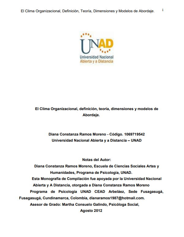 Portada de El Clima Organizacional, definición, teoría, dimensiones y modelos de Abordaje