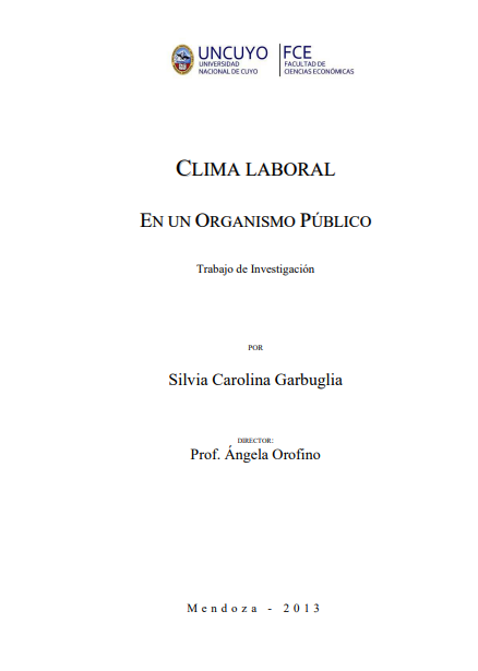 Portada de Clima laboral en un organismo público