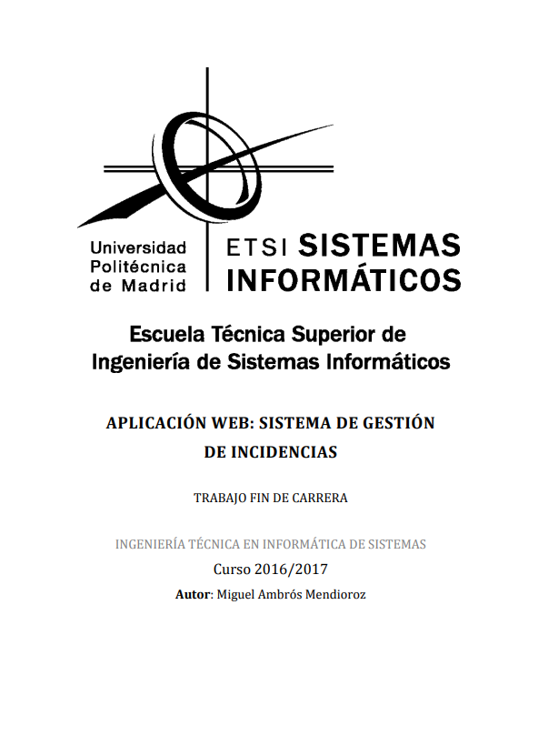 Portada de APLICACIÓN WEB: SISTEMA DE GESTIÓN DE INCIDENCIAS