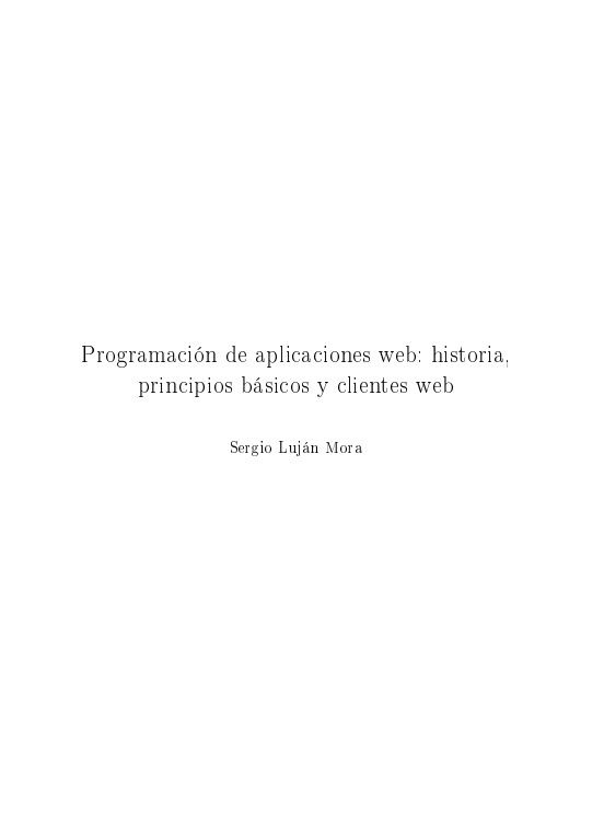 Portada de Programación de aplicaciones web: historia, principios básicos y clientes web