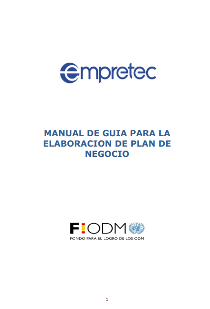 Portada de MANUAL DE GUIA PARA LA ELABORACIÓN DE PLAN DE NEGOCIO