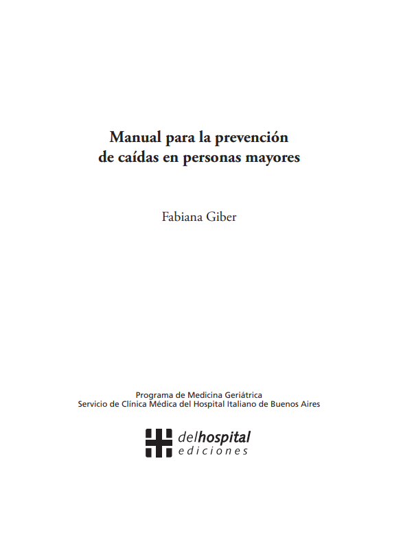 Portada de Manual para la prevención de caídas en personas mayores