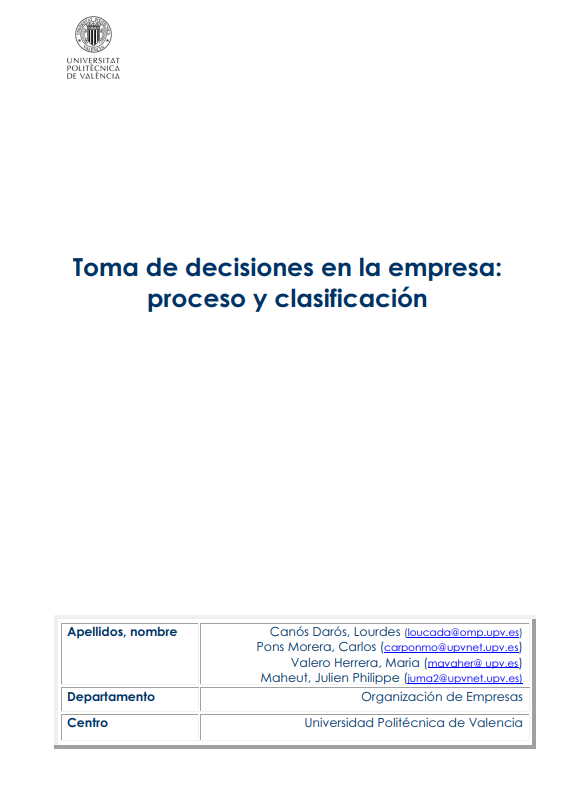 Portada de Toma de decisiones en la empresa: proceso y clasificación