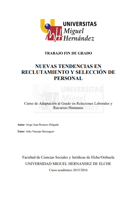 Portada de NUEVAS TENDENCIAS EN RECLUTAMIENTO Y SELECCIÓN DE PERSONAL