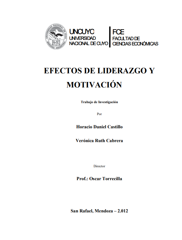 Portada de Efectos de liderazgo y motivación