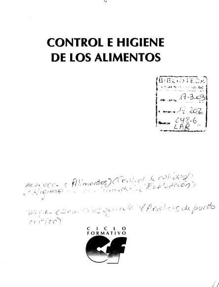 Portada de CONTROL E HIGIENE DE LOS ALIMENTOS