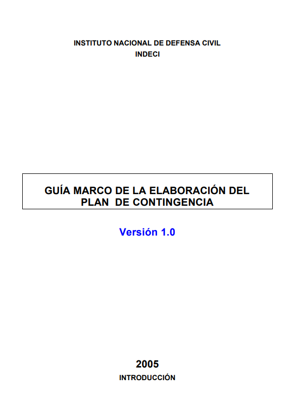 Portada de GUÍA MARCO DE LA ELABORACIÓN DEL PLAN DE CONTINGENCIA