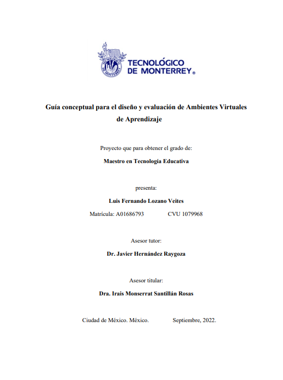 Portada de Guía conceptual para el diseño y evaluación de Ambientes Virtuales de Aprendizaje
