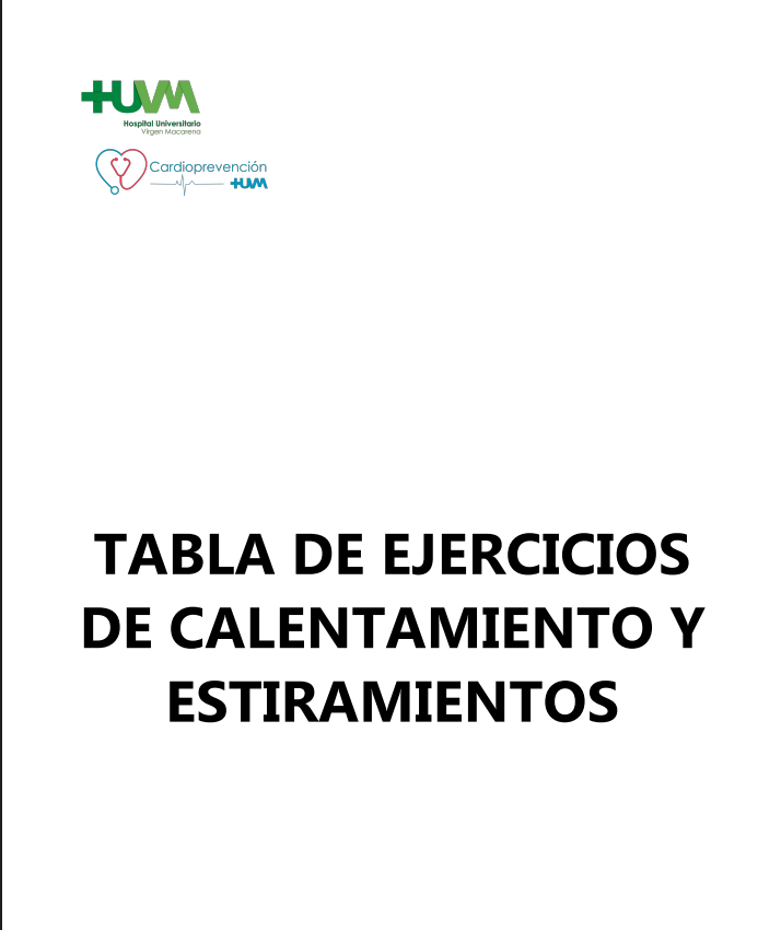 Portada de TABLA DE EJERCICIOS DE CALENTAMIENTO Y ESTIRAMIENTOS