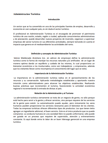 Portada de Administración Turística