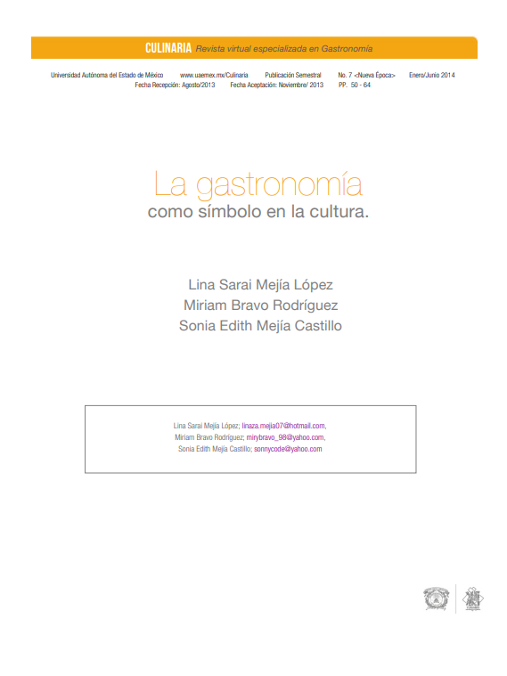 Portada de La gastronomía como símbolo en la cultura