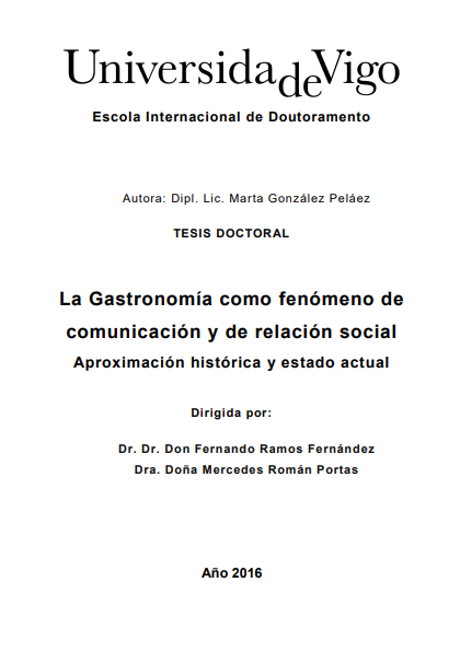 Portada de La gastronomía como fenómeno de comunicación y de relación social 
